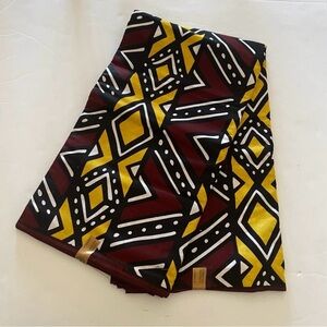 Vibrant Bold Maroon,Yellow and Black Geometric Diamonds and Dotted Accent Fabric